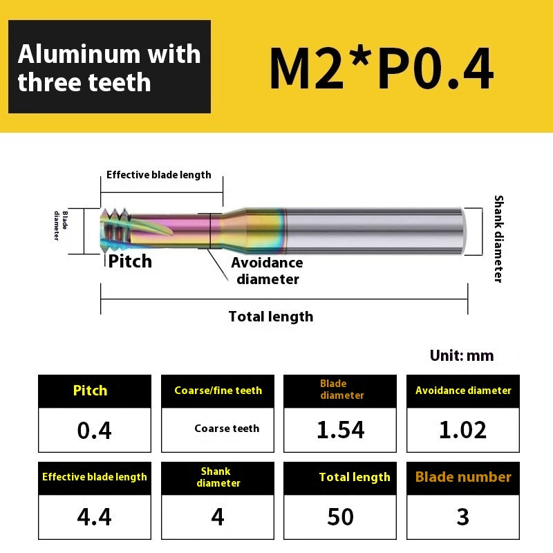 2135-65° aluminum with colorful thread milling cutter lengthened single tooth three-tooth full thread machining center tungsten carbide milling cutter M3M4M5 Shandong Denso Pricision Tools Co.,Ltd.